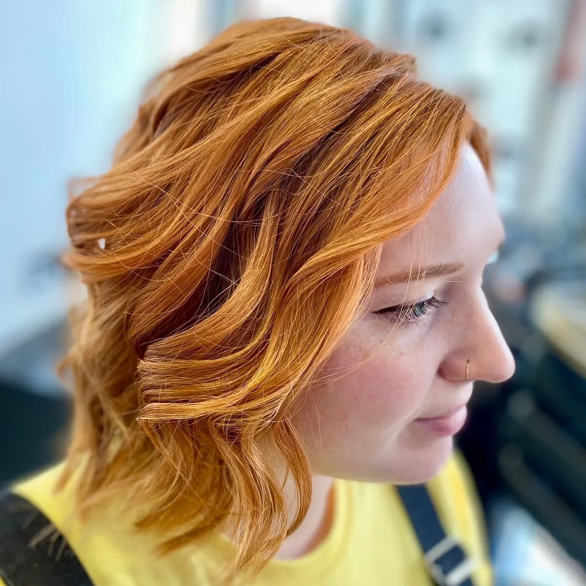 Copper balayage, long waves